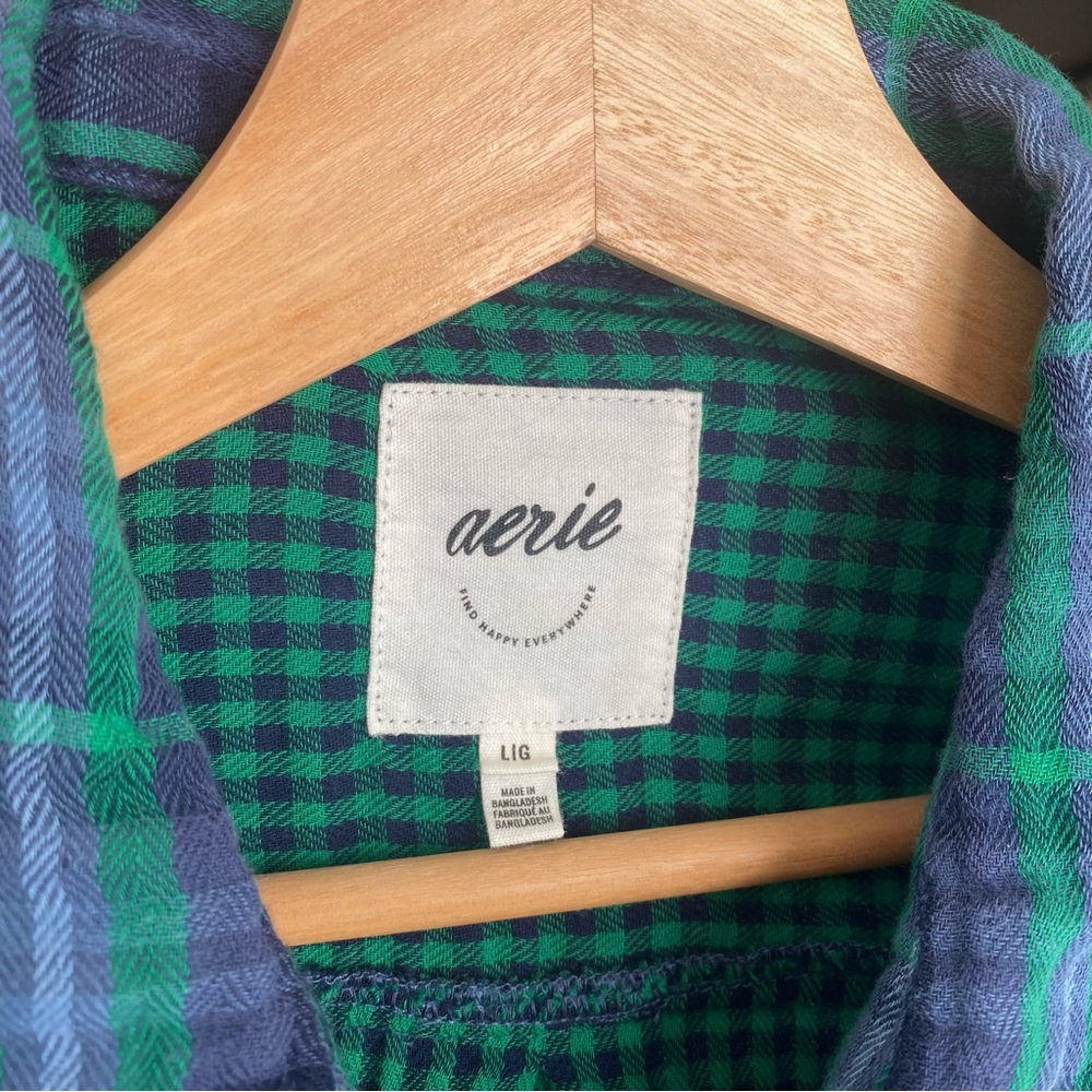 Aerie Cotton Plaid Button Up Shirt - Picture 3 of 3
